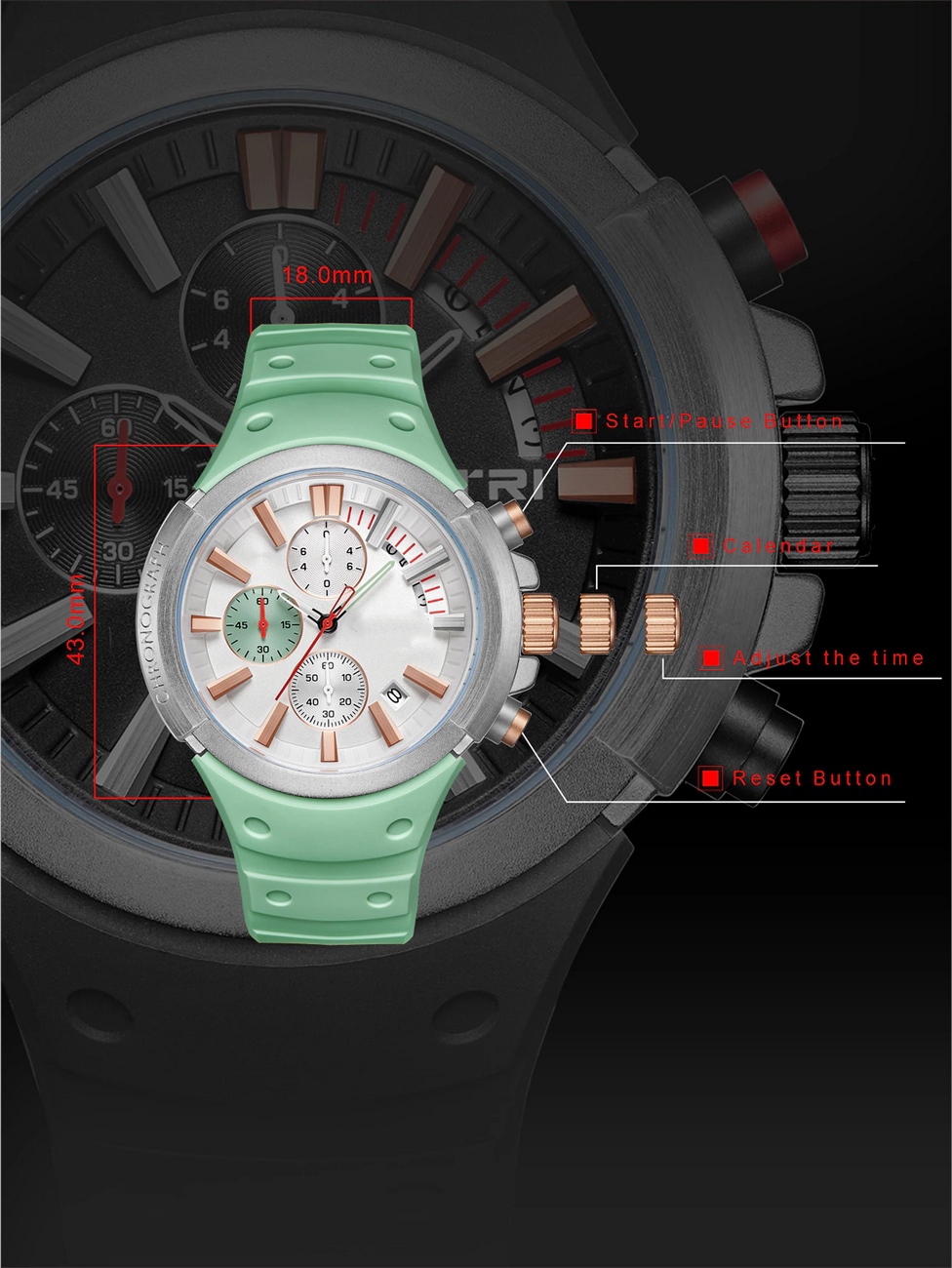 Reloj G-force Original H3993g Crono Calendario + Estuche